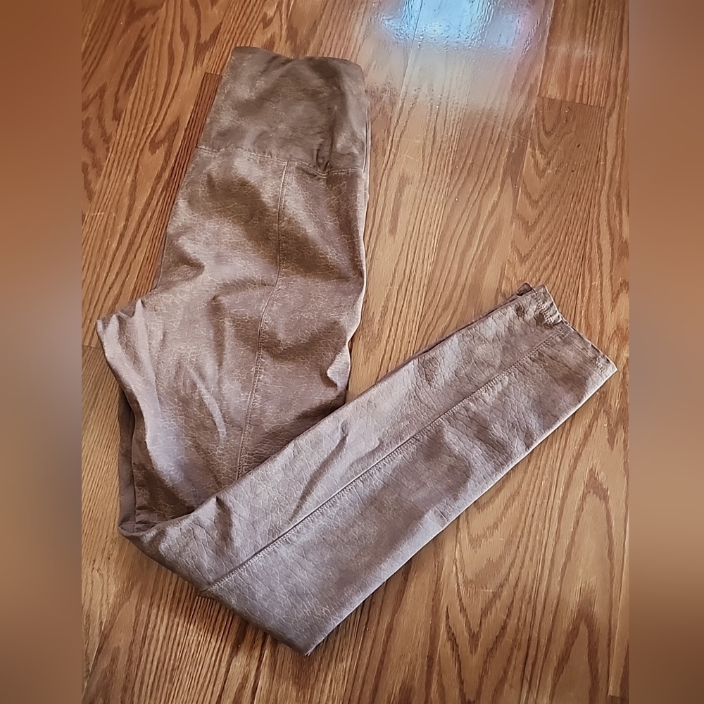 Lysse vegan leather leggings size med waist cinchers brown